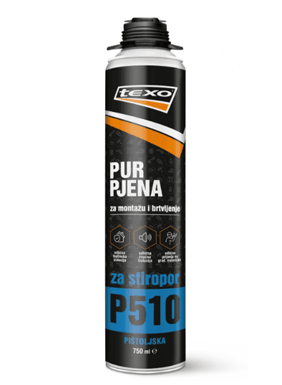 Texo Poliuretanska pjena za stiropor, 750 ml