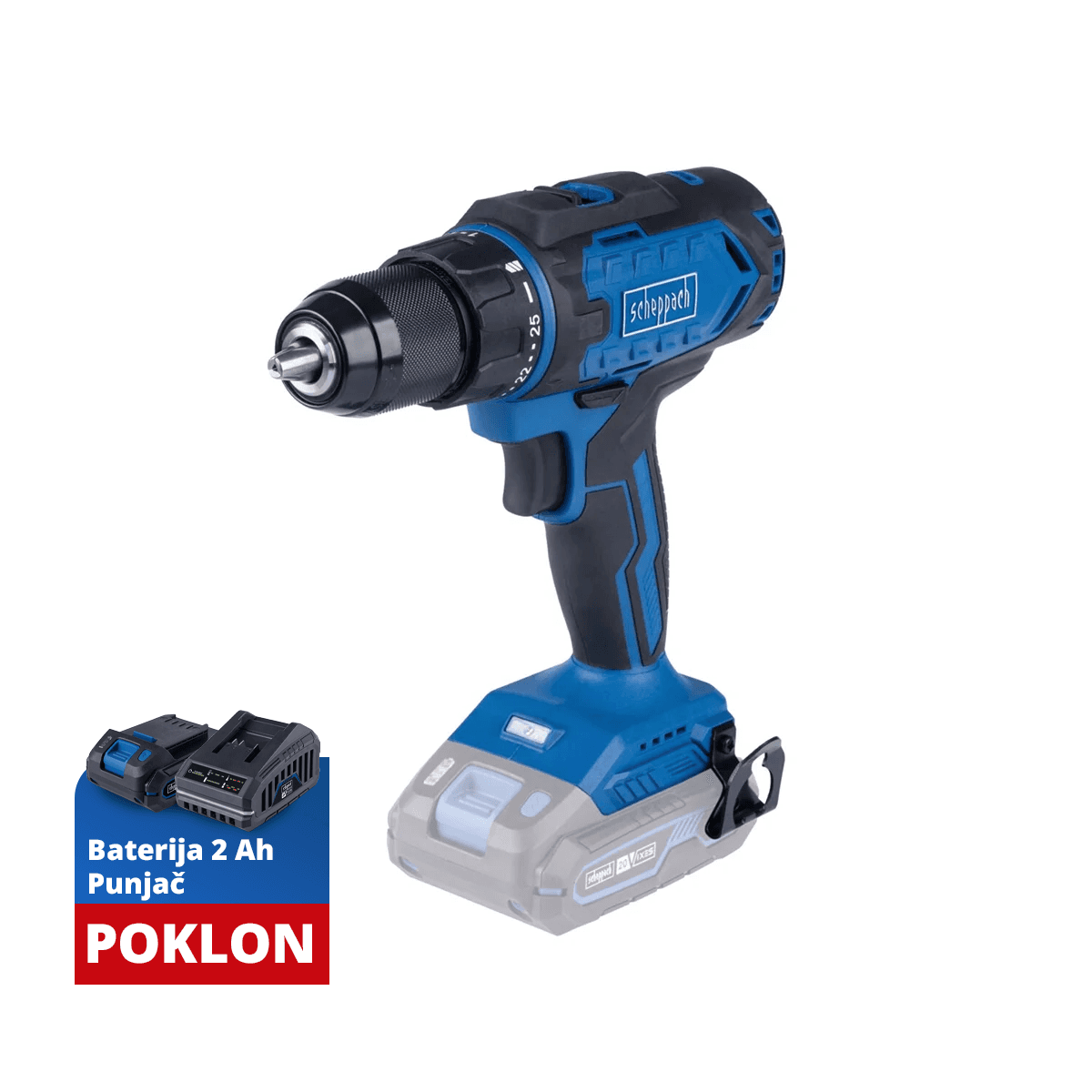Scheppach Akumulatorska bušilica IXES BC-DD60-X, Solo, 60 Nm, Plava