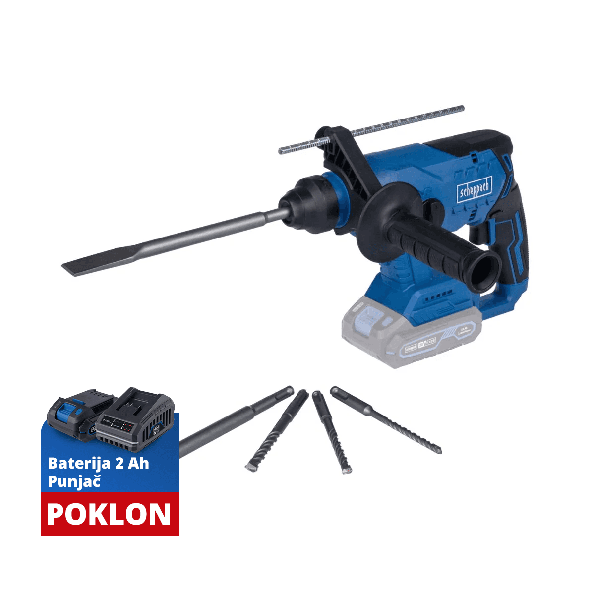 Scheppach akumulatorska udarna bušilica BC-RHD230-X IXES, 1x2.0Ah + punjač 2.4A