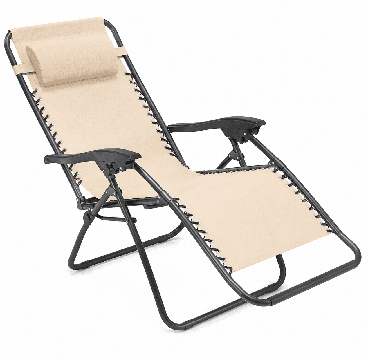 Vrtna stolica ležaljka sklopiva platnena 165 x 112 x 65 cm, Bež