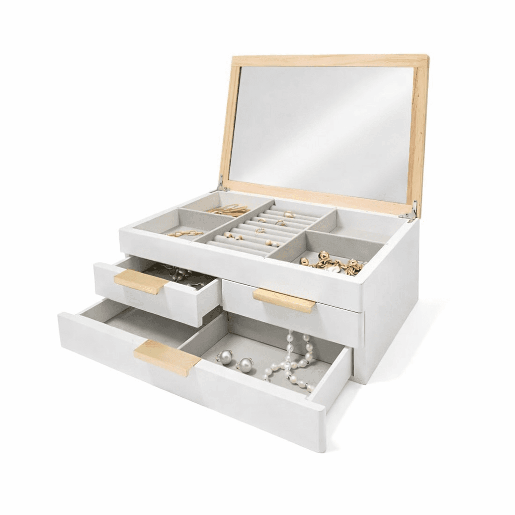 Kutija za nakit sa ogledalom, Bijela