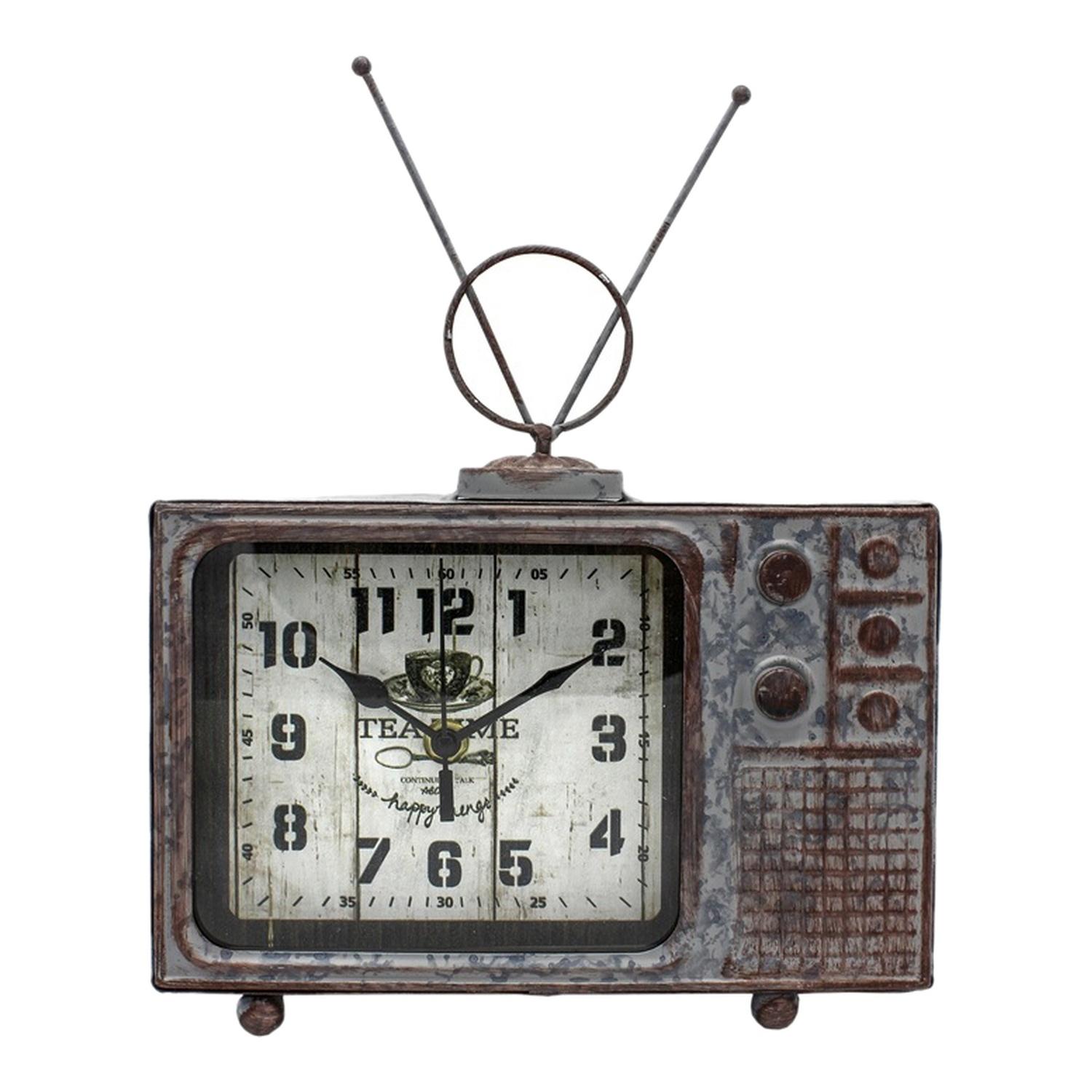 Stoni metalni sat retro tv 27 x 23 x 8 cm