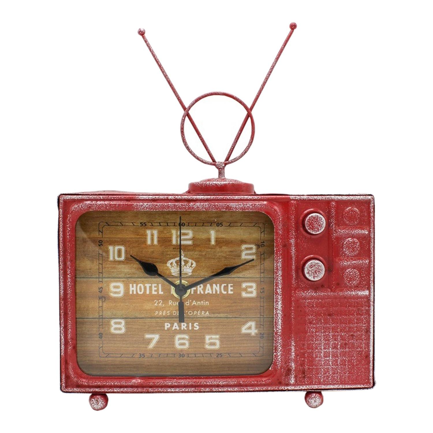 Stoni metalni sat retro tv 27 x 23 x 8 cm