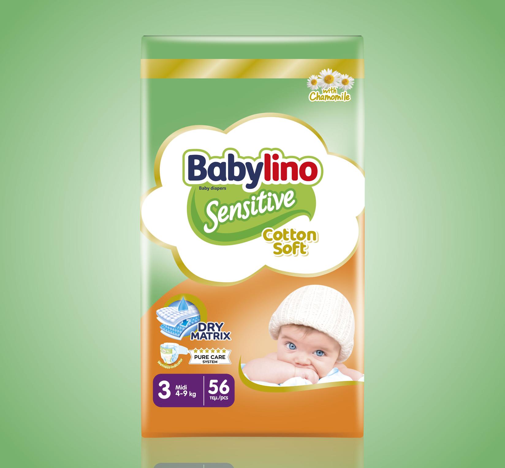 Babylino pelene Sensitive 3, 4-9 kg, 56/1
