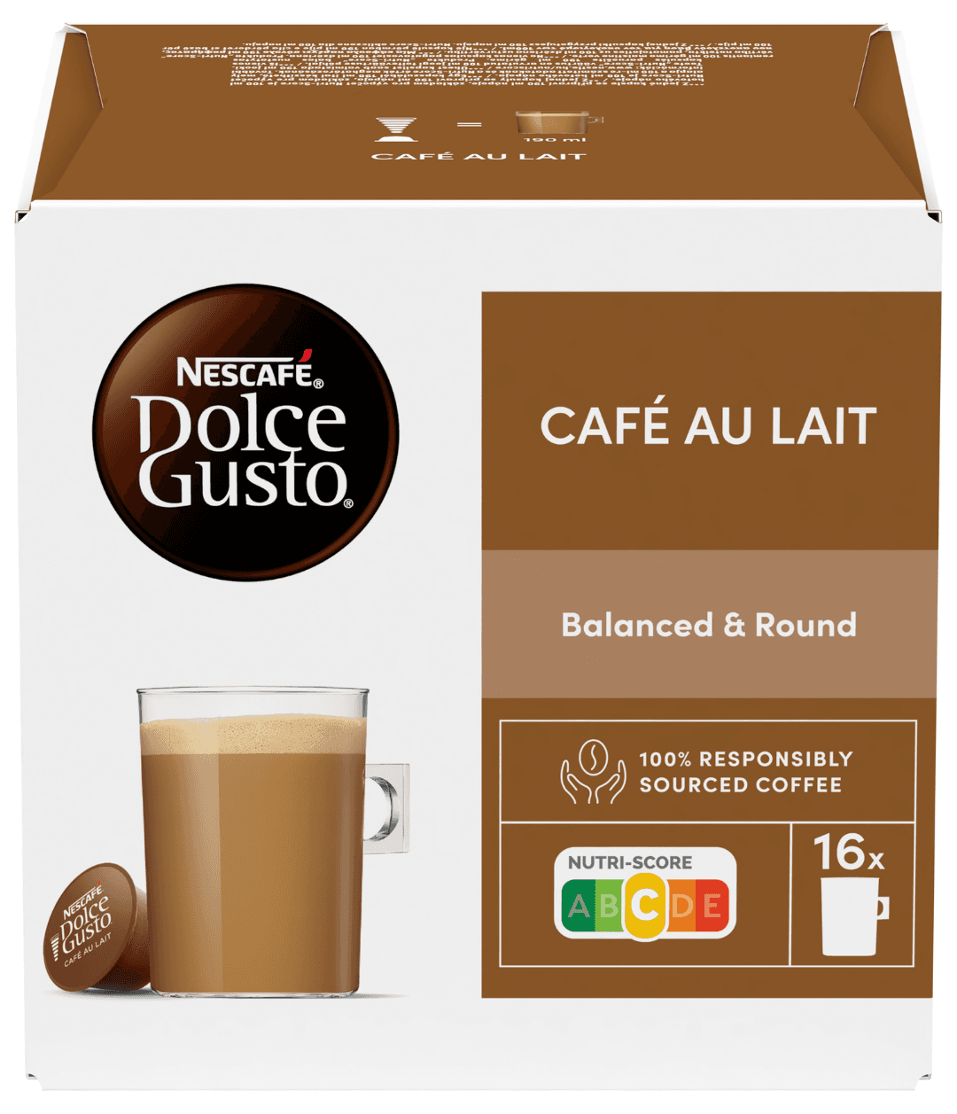 Nescafe Kapsule za kafu Dolce Gusto Cafe au Lait, 160g, 16 kapsula
