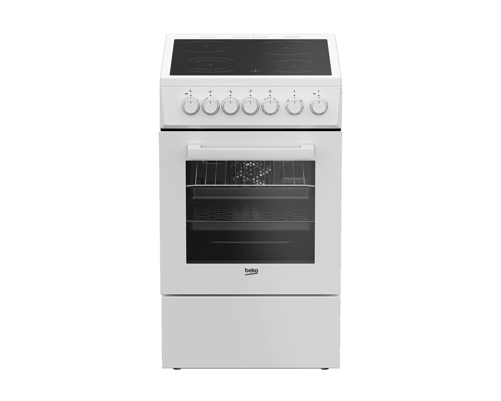 Beko FSE 57110 GW Električni štednjak, Ventilatorska pećnica, 55 l, 50 cm