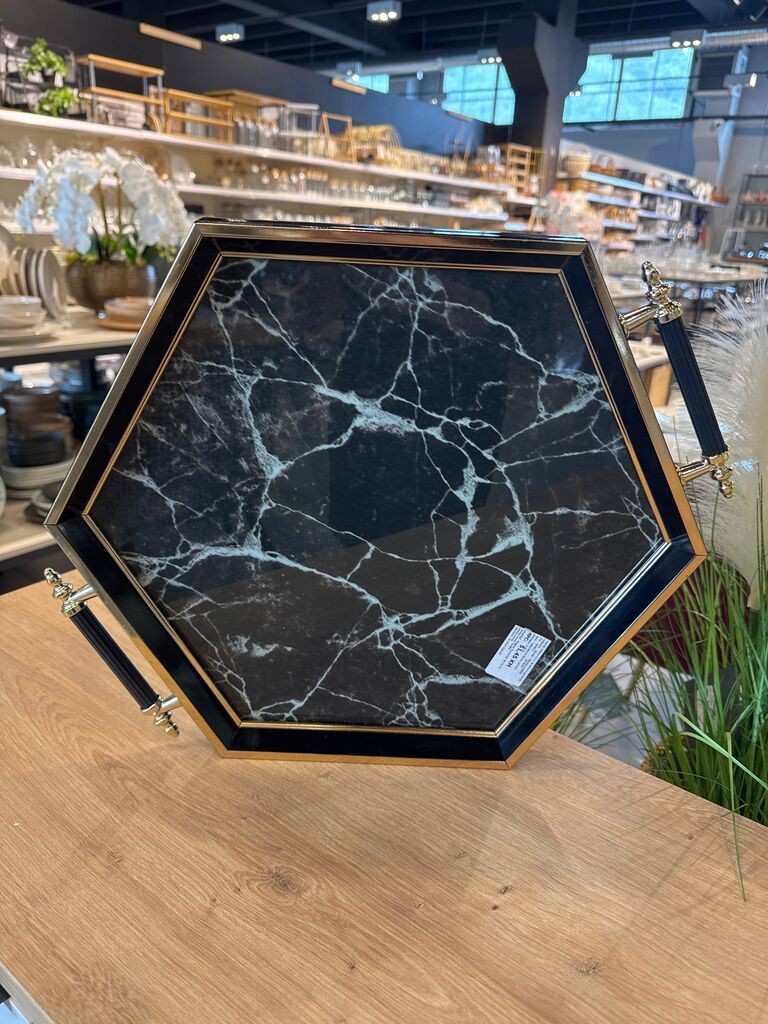 Milleryt Dekorativna tacna Lacivert 1150-8, Šestougao, Crna