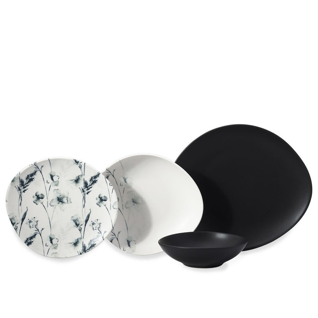 Korkmaz Setovi za ručavanje Gina Coll A8696, 24 komada, Crno-bijeli