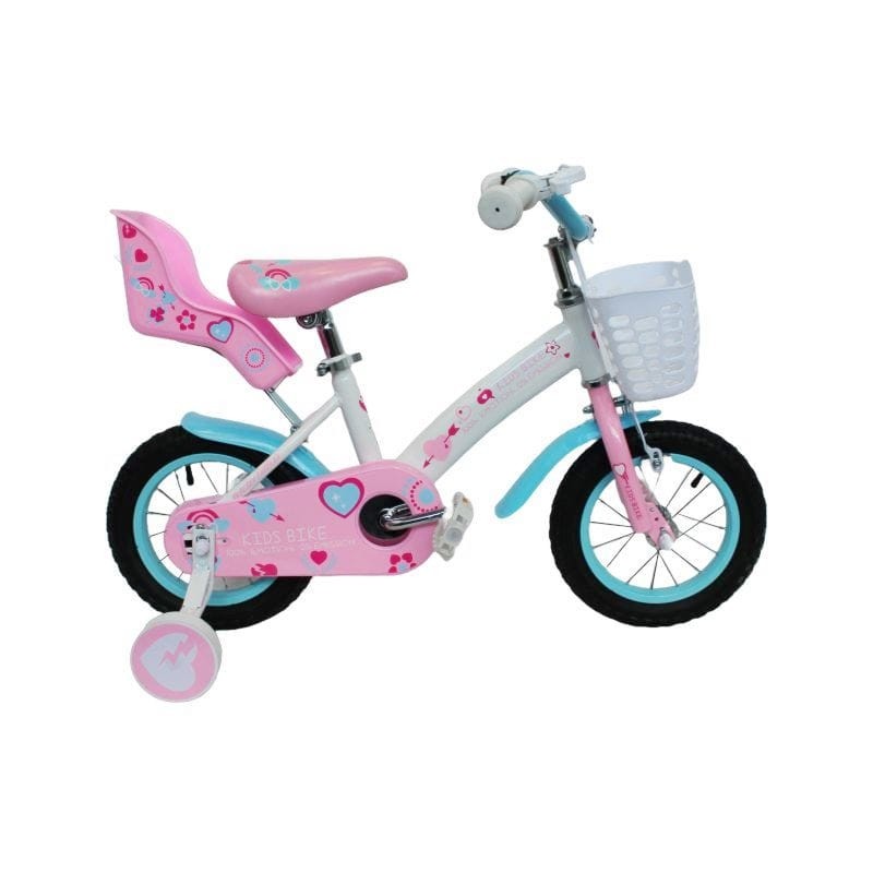 Kids ride Bicikl za djevojčice 26627/KB005, 12 inch, Roze-bijeli