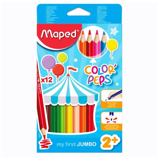 MAPED Bojice drvene 12/1 COLOR PEPS JUMBO FC