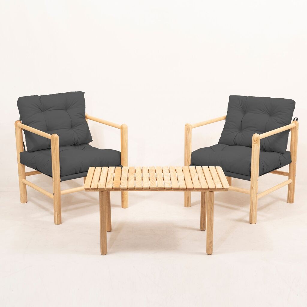 Hanah Home Garden set stol i 2 stolice MYG02, antracit