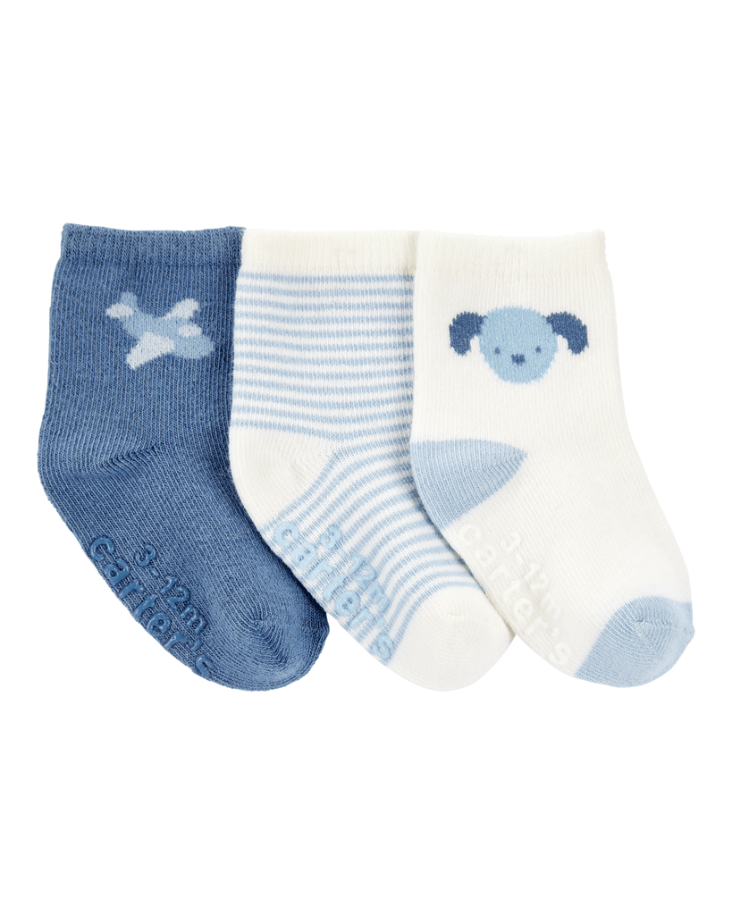 Carters Čarape za bebe, 1T073110, 3 para, Plave