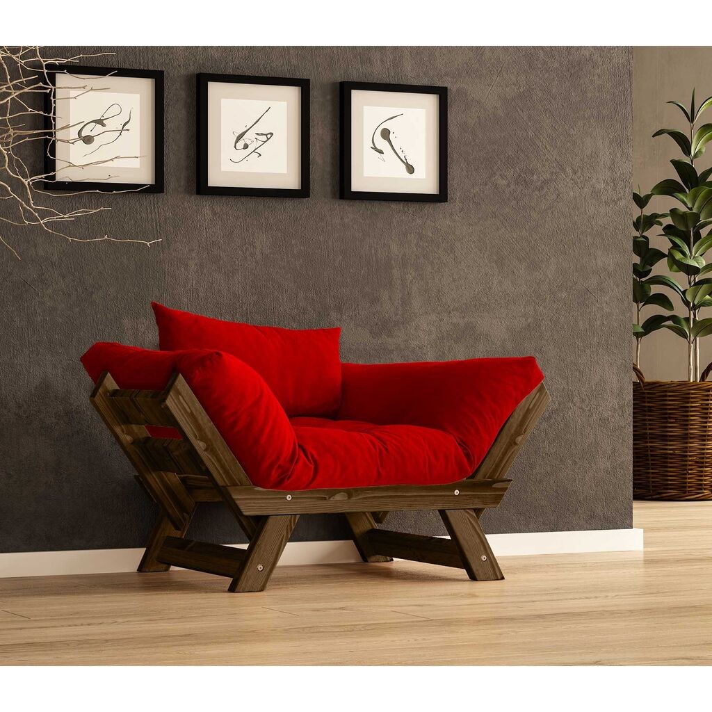 Hanah Home vrtna sofa s jednim sjedištem i jastukom, boja oraha i crvene boje