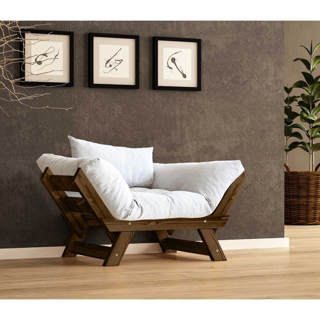 Hanah Home Vrtna sofa s jednim sjedištem i jastukom, boja oraha i bijela