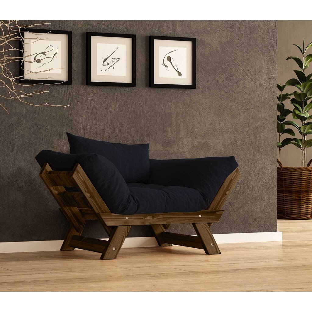 Hanah Home vrtna sofa s jednim sjedištem i jastukom, boja oraha i crne boje