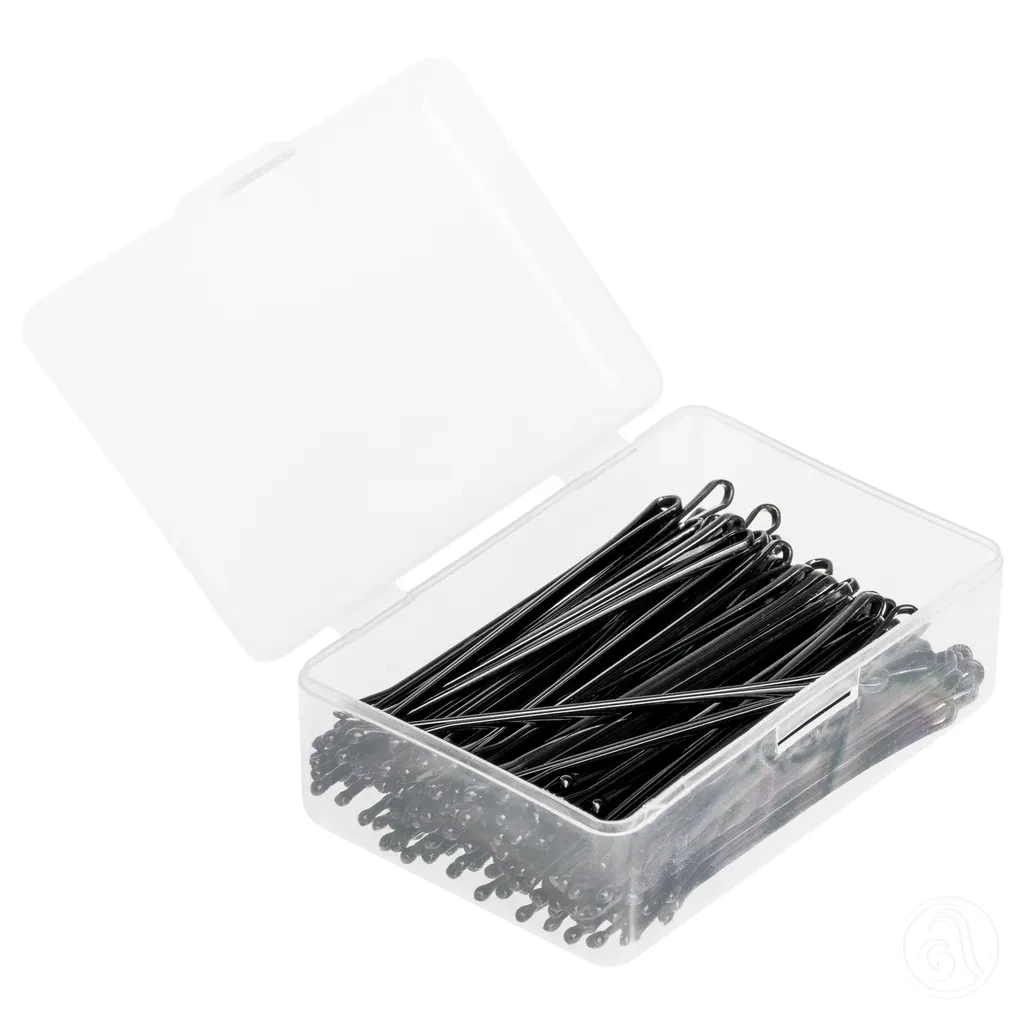 Beauty Design Ravne ukosnice za kosu, 100 Komada, Crne