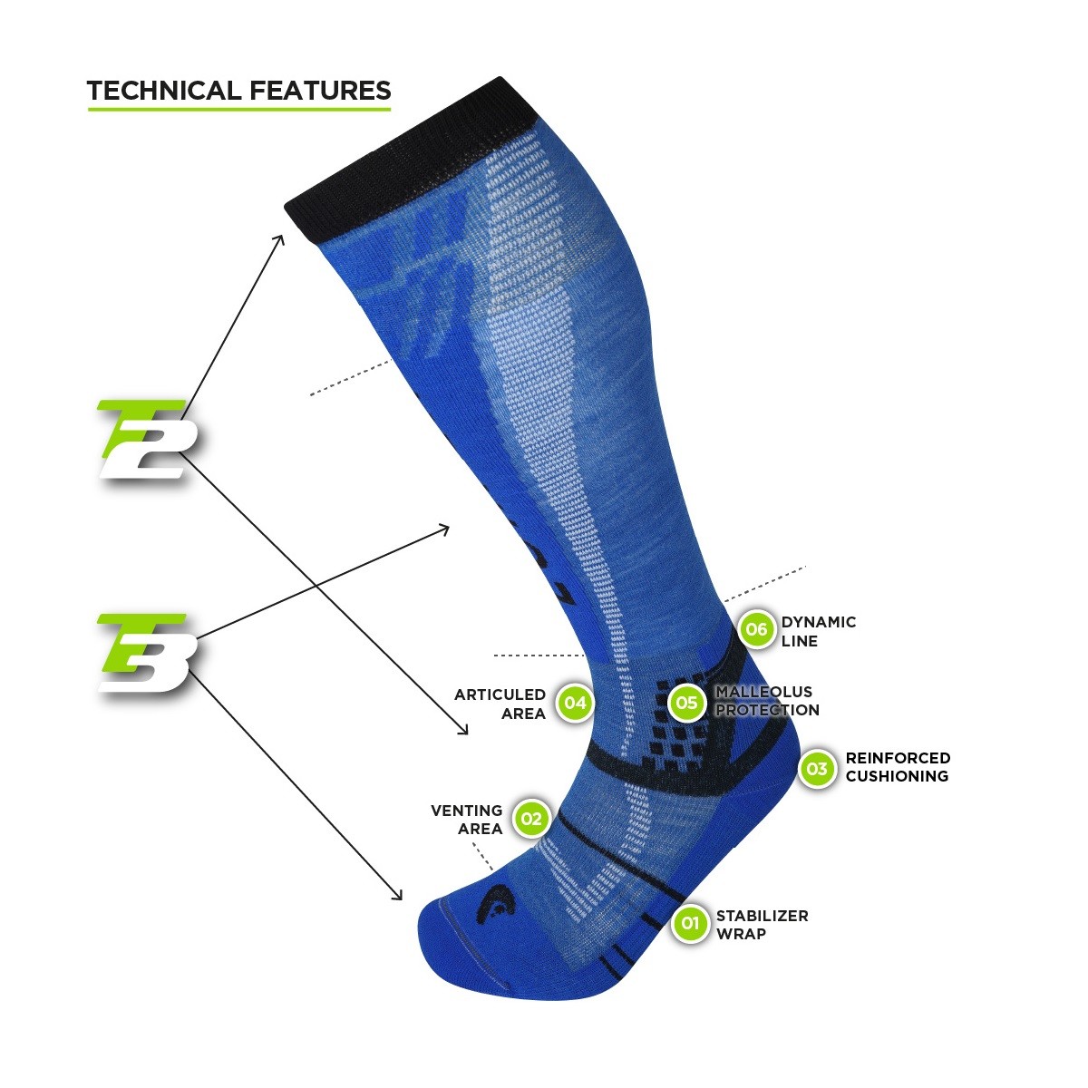 LORPEN Čarape T3 Ski Light Eco, Plave