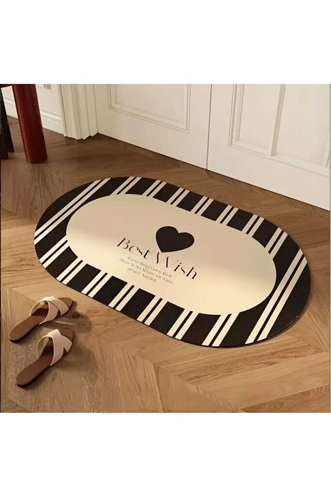 L'essentiel Maison Best Wish tepih za kupatilo, 60 x 100 cm, Crno-bijela