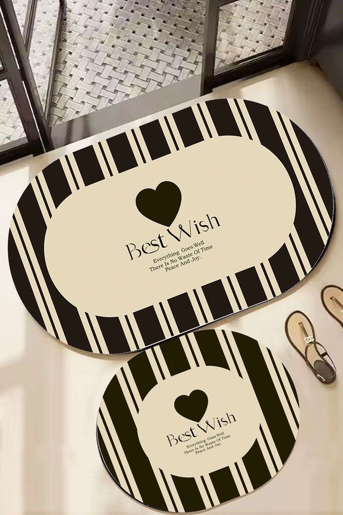 L'essentiel Maison Set prostirki za kupatilo Best Wish, 2 komada, crno-bijela