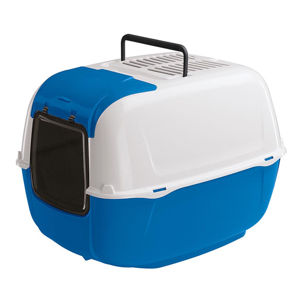 Ferplast Zatvoreni toalet za mačke Prima Cabrio, 39.5x52.5x38 cm, Bijelo-sivi
