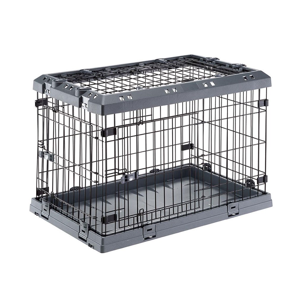 Ferplast Sklopivi žičani kavez za pse sa 3 otvora Superior 75, 77x51x55 cm, Crni