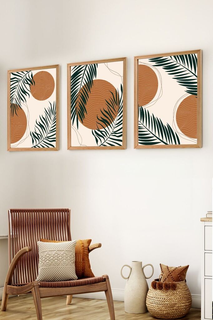 Wallity Set uokvirenih MDF slika Myk3009-1, 3 komada