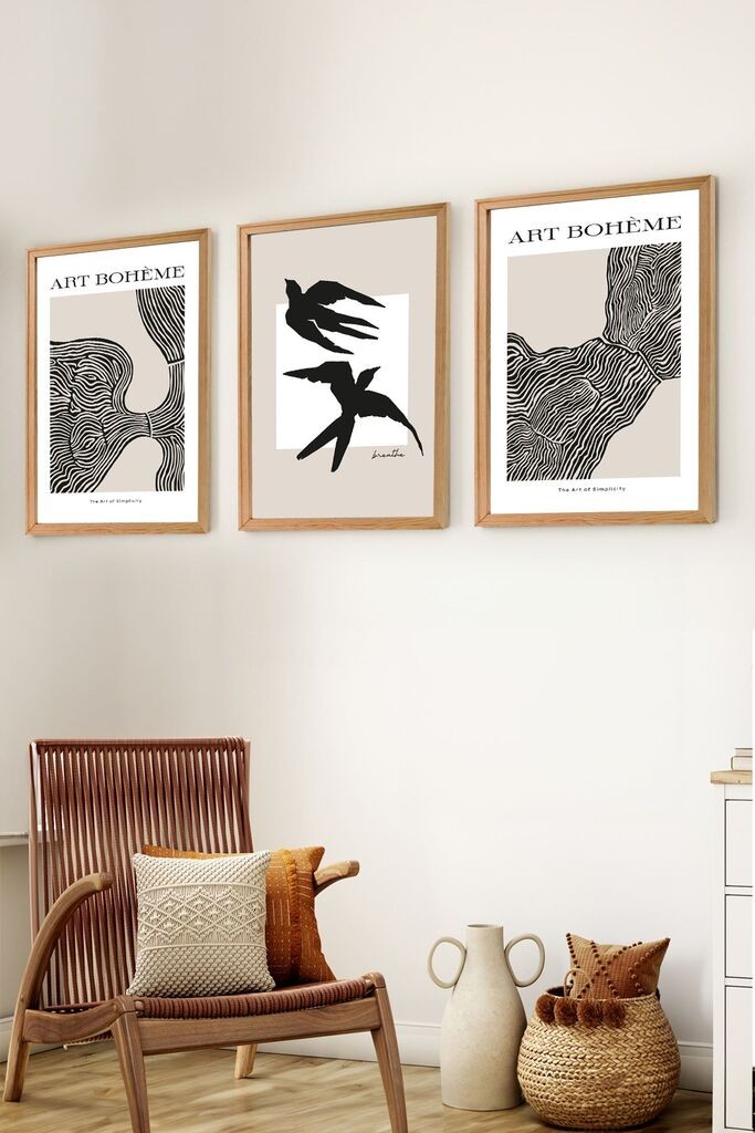 Wallity Set uramljenih MDF slika Myk3004-3, 3 dijela