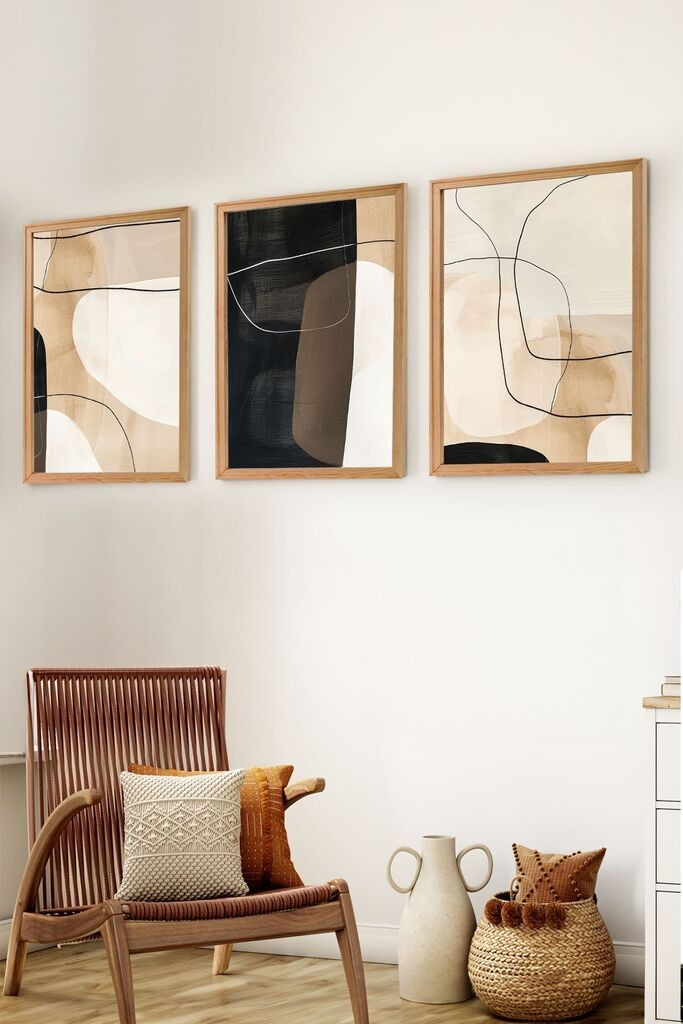 Wallity Set uramljenih MDF slika Myk3014-3, 3 dijela