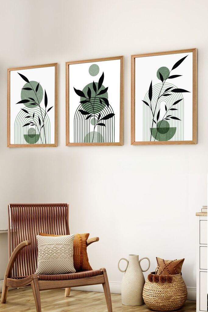 Wallity Set uokvirenih MDF slika Myk3005-3, 3 dijela