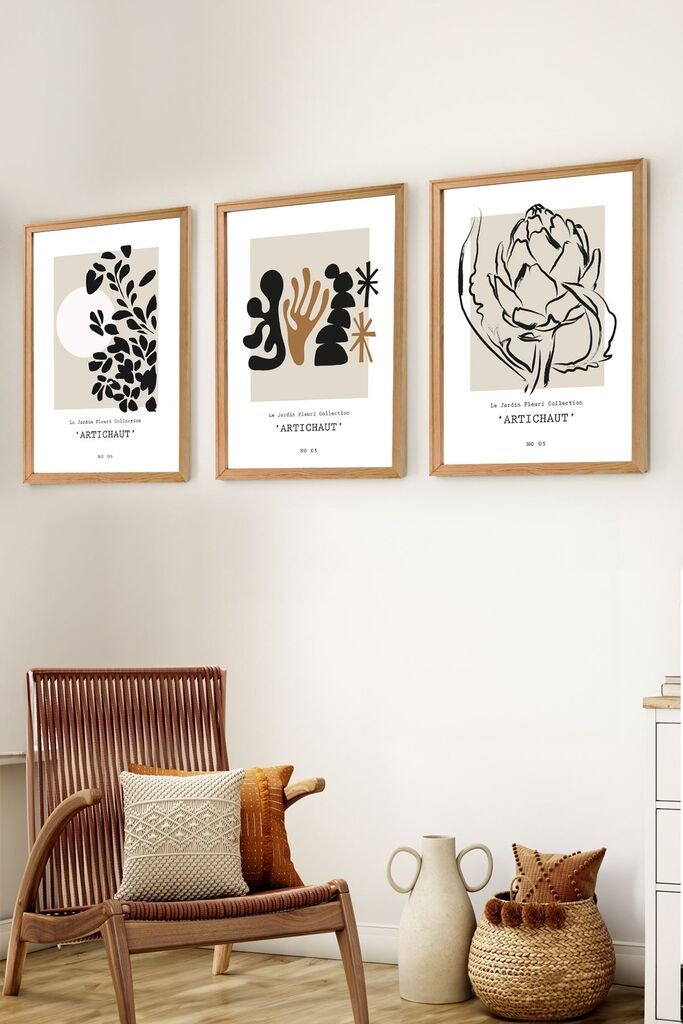 Wallity Set uramljenih MDF slika Myk3003-3, 3 dijela