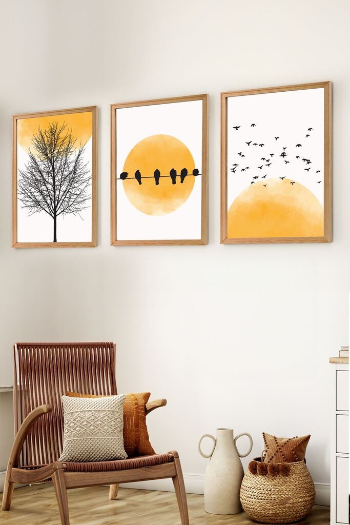 Wallity Set uramljenih MDF slika Myk3007-1, 3 dijela