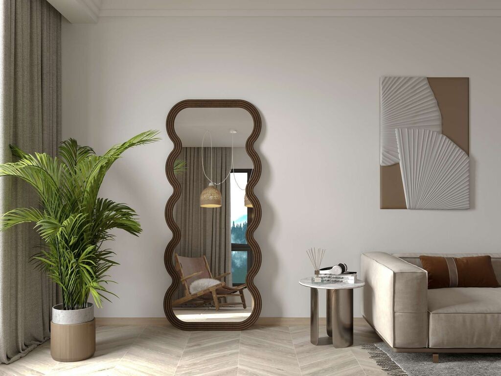 Hanah Home Podno ogledalo Wave, 70 cm x 170 cm, Smeđa