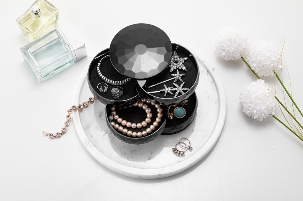 Aberto Design Organizator za nakit Dmntkorg-1, 11x11x12 cm, Crni