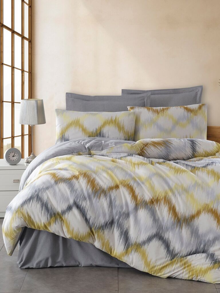 L'essentiel Maison Beat set posteljine, 200x220 cm, sivo-žuta