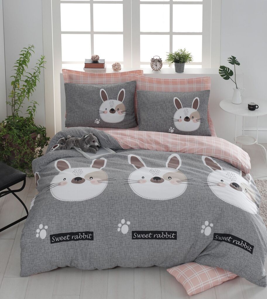 L'essentiel Maison set posteljine Tavsancik, 200x220 cm, sivo-roza