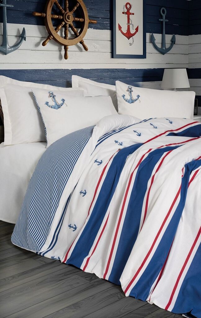 L'essentiel Maison set posteljine salamuri, 200x220 cm, bijelo-plava