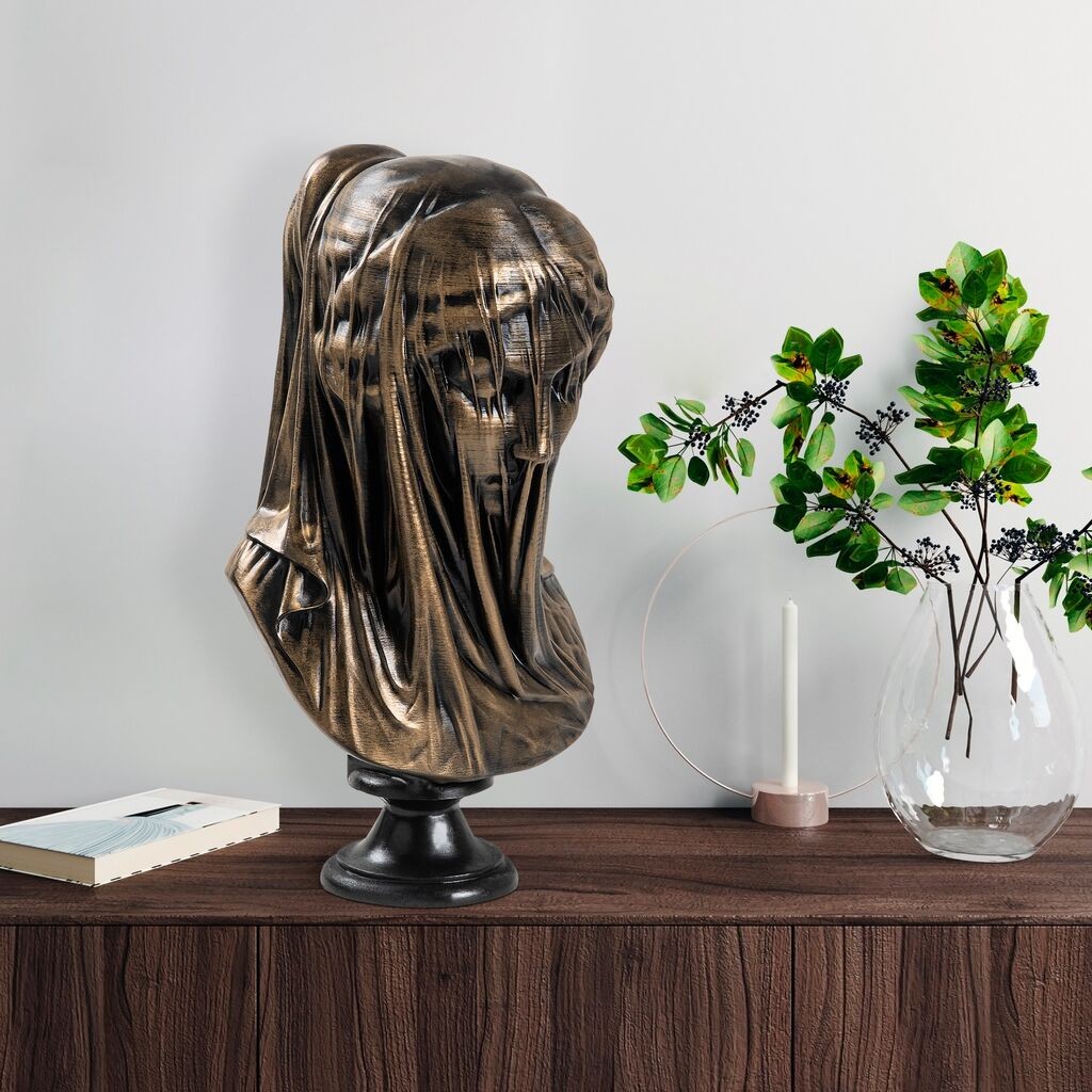 Aberto Design Dekorativna figura Žena sa velom, bronzana boja