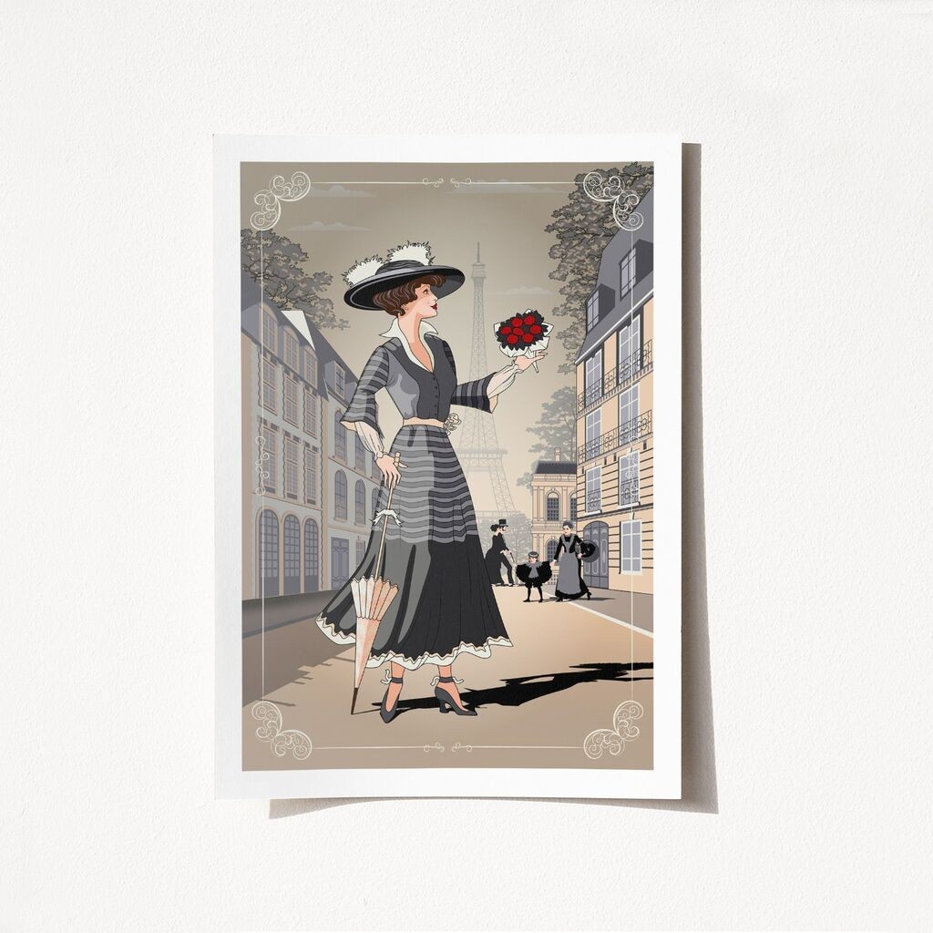 Wallity Poster Francuska Pariz-1969, 21x29,7 cm, Šareni