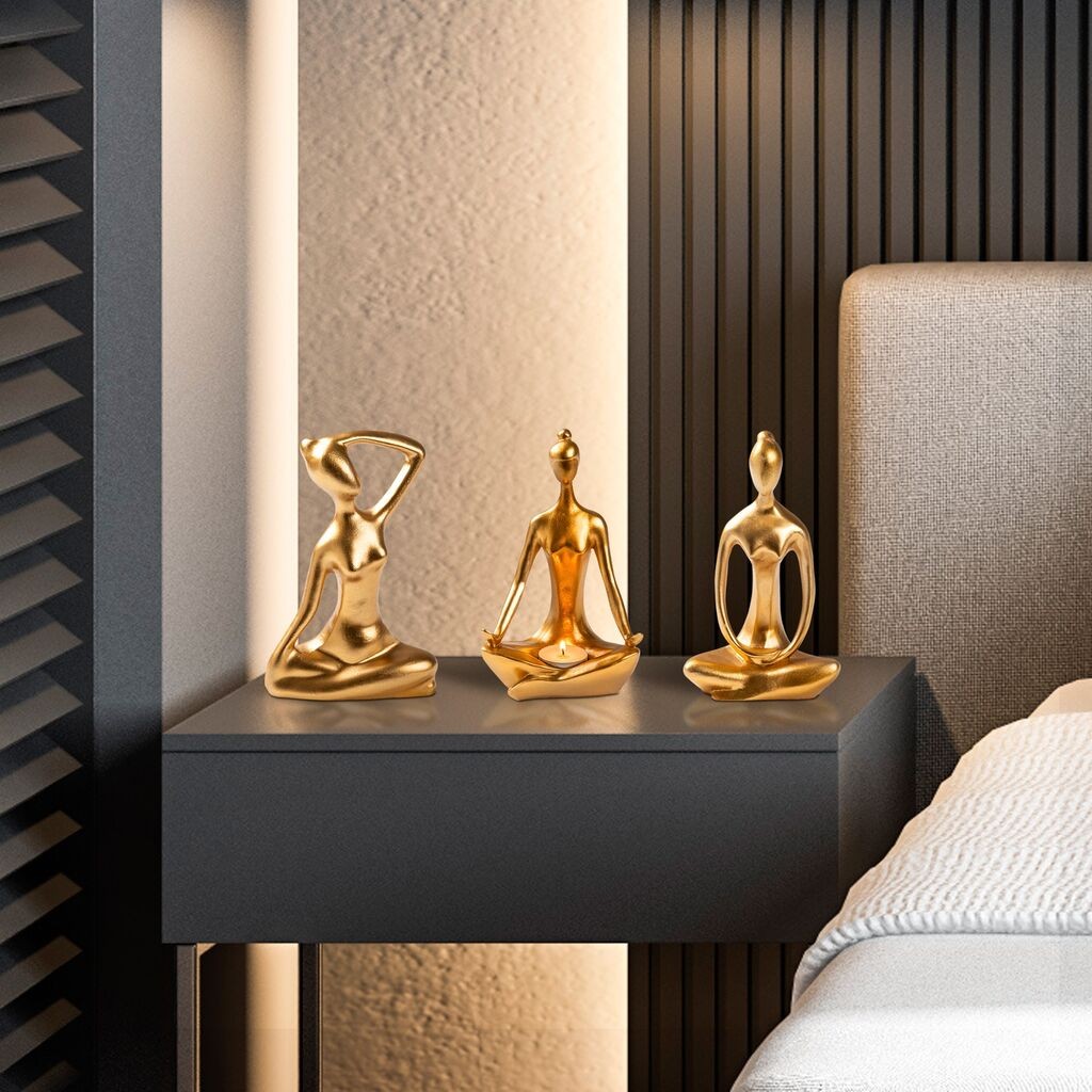 Aberto Design Set ukrasnih figura za jogu, zlatne boje