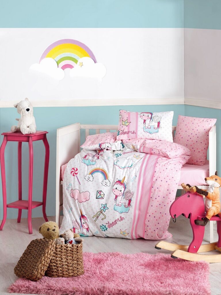 L'essentiel Maison set posteljine Unicorn, 100x150 cm, roze