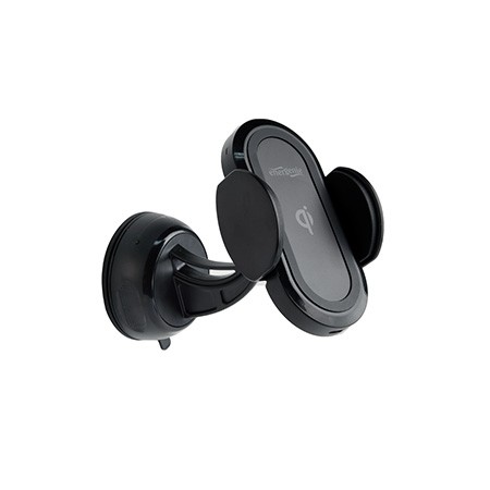 Gembird Univerzalni auto nosač za mobitel sa fast wireless punjačem TA-CHWCQI-01, montiranje na vjrtrobransko staklo, Crna