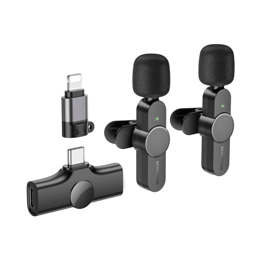 BOROFONE Dva mikrofona wireless iPhone/lightning Type-C, Crni