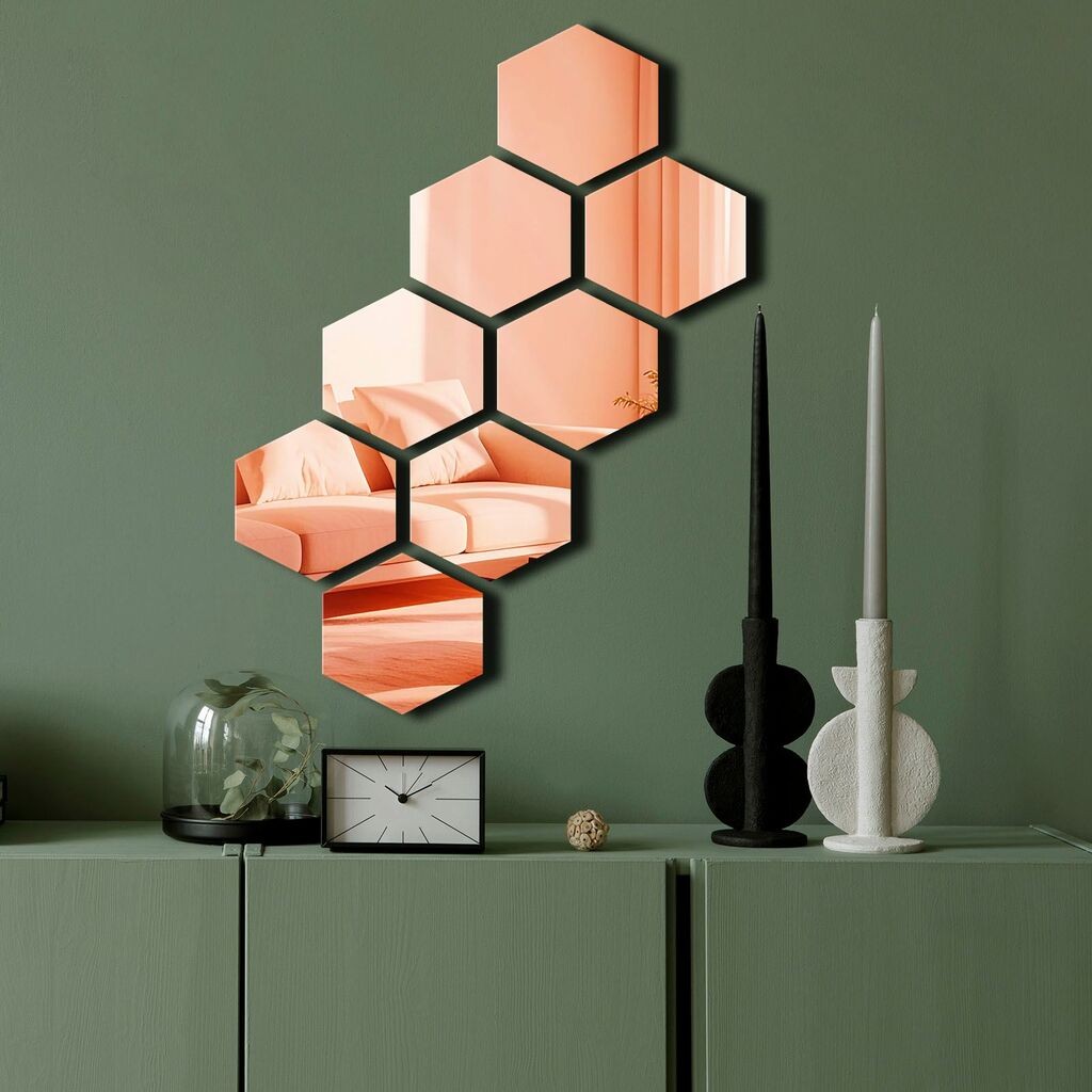 Ogledalo Wallity Ozgl525, 44x60 cm, Ružičasto-zlatna