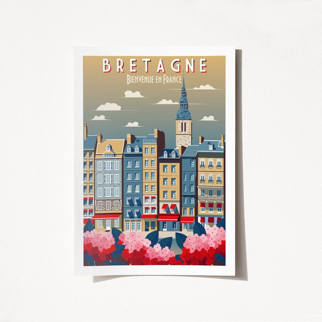 Wallity Poster Bretagne Bienvenue En France-1955, 21x29,7 cm