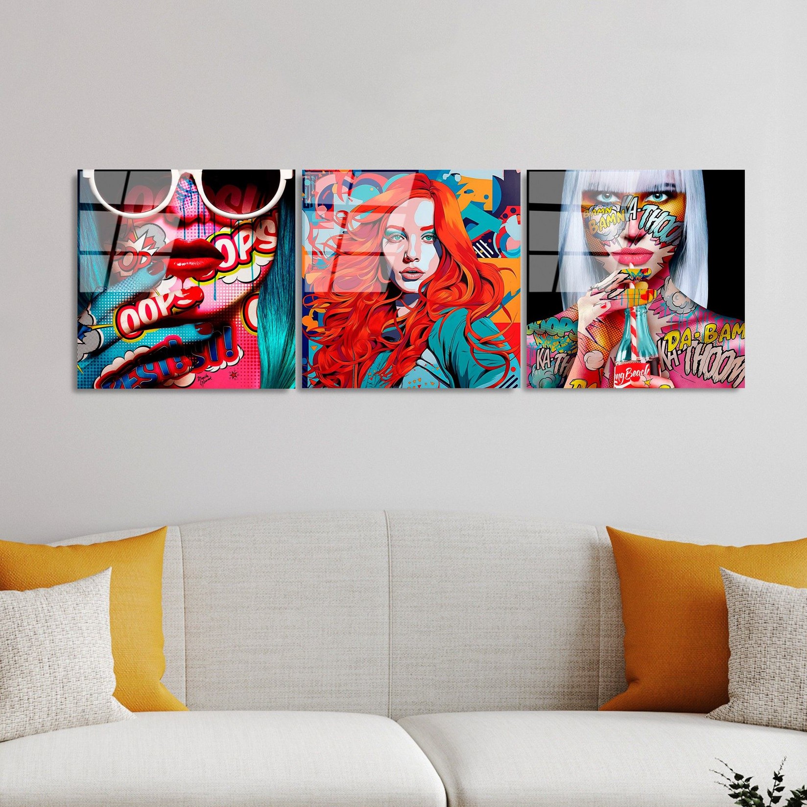 Wallity trodijelna slika od kaljenog stakla