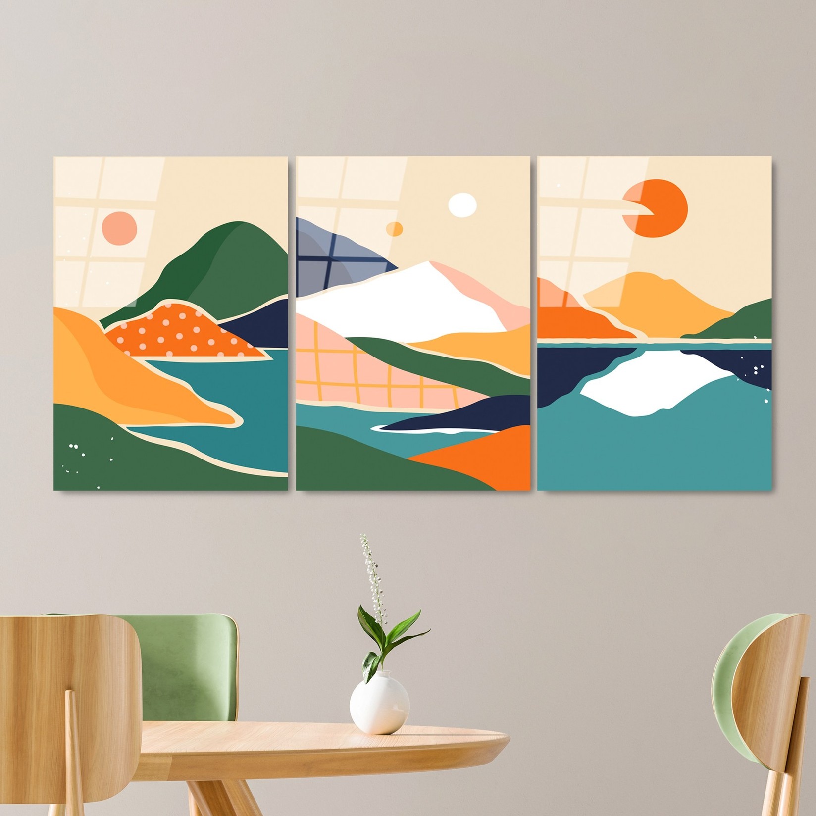 Wallity trodijelna slika od kaljenog stakla