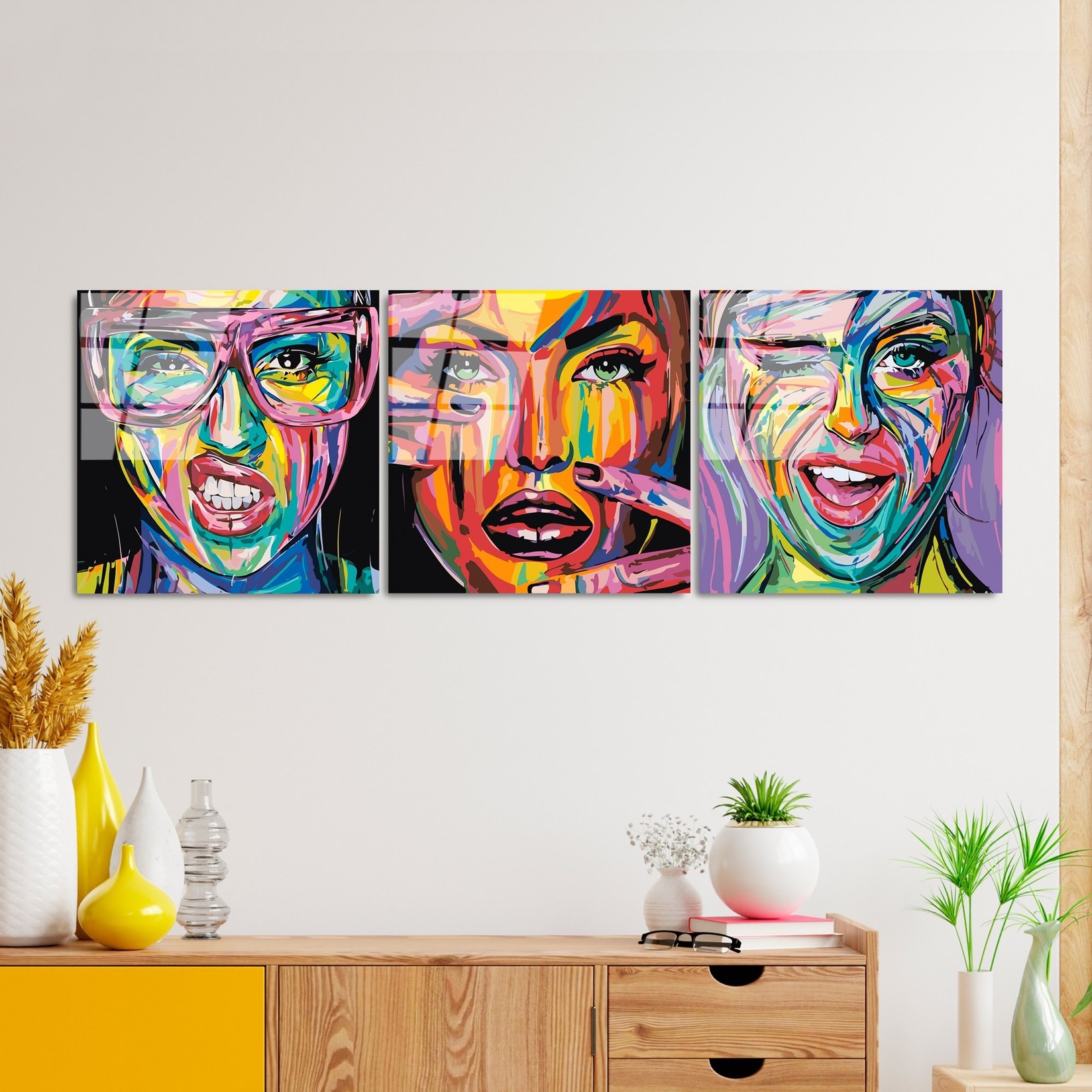 Wallity trodijelna slika od kaljenog stakla