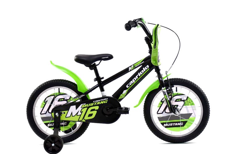 Capriolo Bicikl za dječake 16" Mustang 16, Crno-Svijetlozeleni