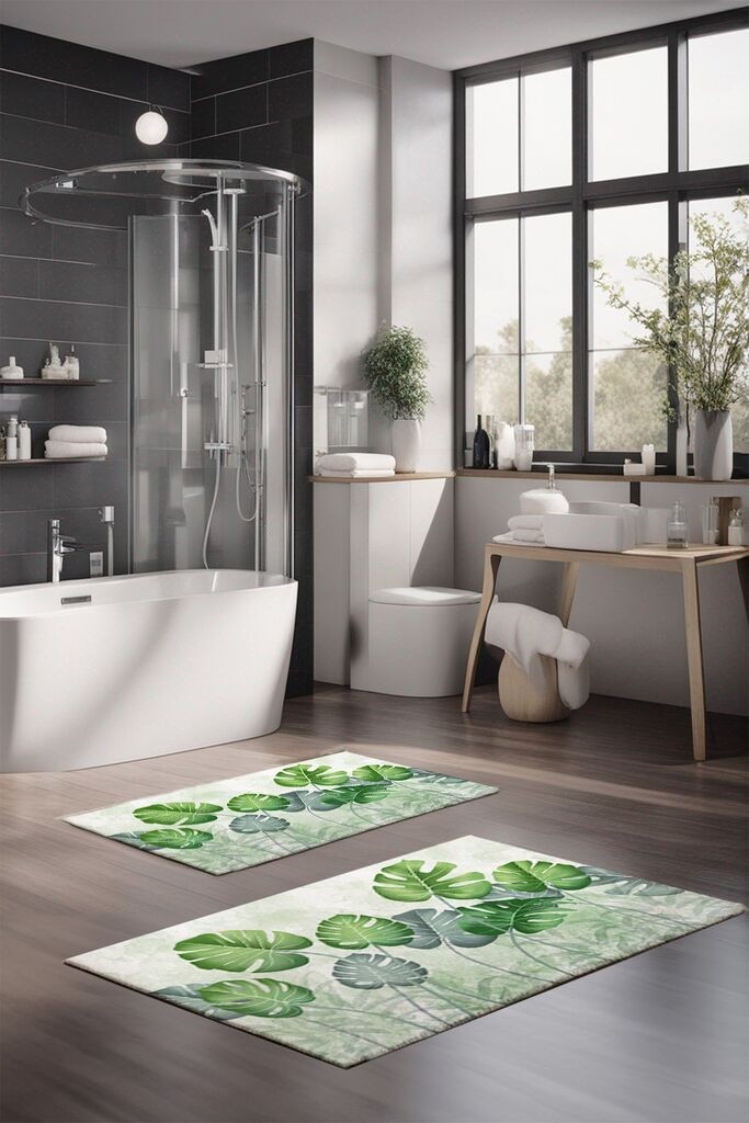 L'essentiel Maison Set Otirač za kupatilo CT-5310, zeleno-bijeli