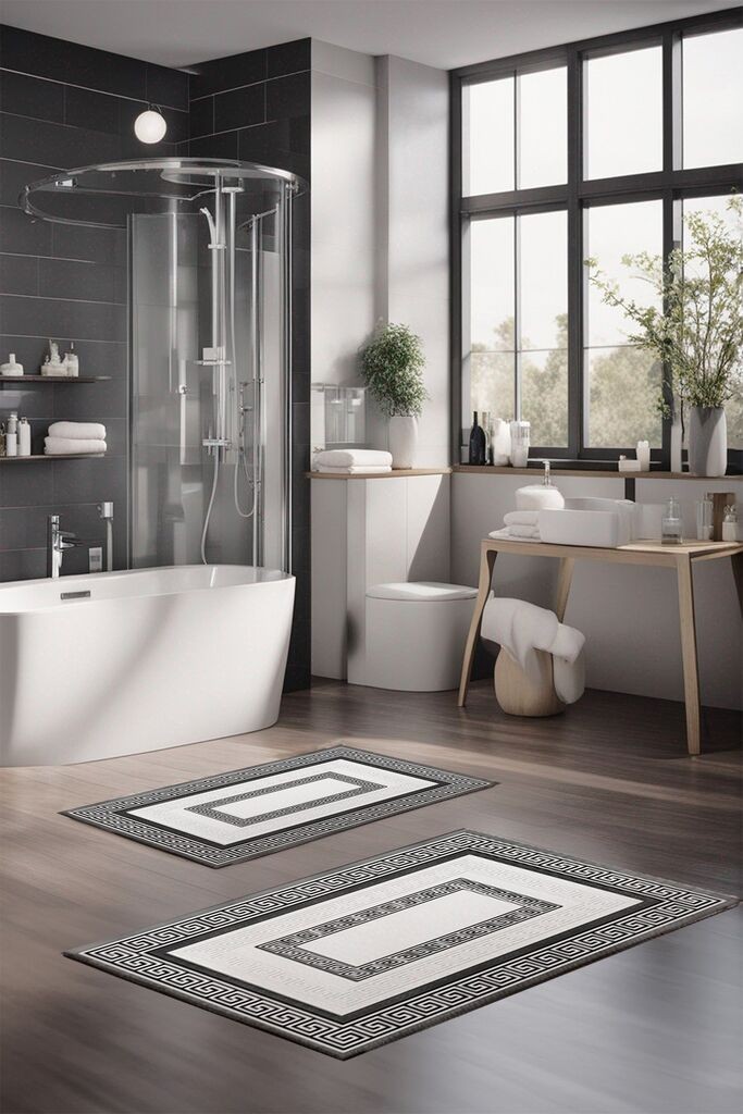 L'essentiel Maison set prostirki za kupatilo CT-5076, bijelo-crna